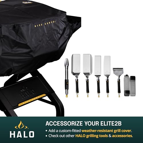 Image of HALO Elite2B Outdoor Griddle | 2 Burner, 4 Cooking Zones | Portable with Warming Rack | 480 sq. in. (24″ x 20″) Wind-Proof Cooking Surface | Propane and Natural Gas Grill | HZ-1003-XNA
