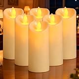 6PCS Velas Oscilante LED Sin Llama, Realista Velas de Pilar, Led Flama Realista con Movimiento Luz Vela de Lllama, Velas...