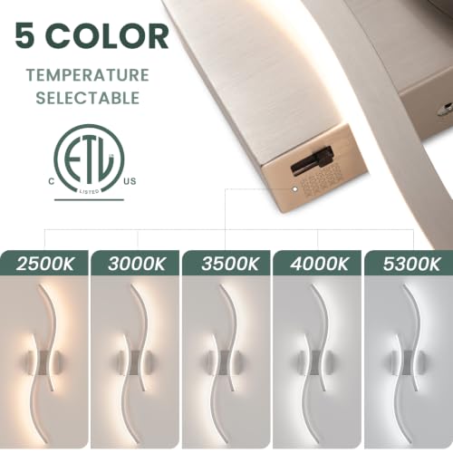 Image of CANEOE Modern Wall Sconces Set of 2,5CCT Wall Lights(Brushed Nickel,31.5in) | Brushed Nickel Wall Sconce with Night Light Mode, ETL Listed, 1600LM, Vertical or Horizontal Mounting