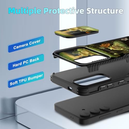 wiaekosef for Galaxy S24 Plus Case Built in Slide Camera Lens Cover,Heavy Duty Shockproof Protection Dual Layer Case for Samsung Galaxy S24 Plus (6.7") 2024,Cute Frog Mushroom - image 4