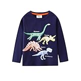 YUN#030 子供服 男の子 長袖 パーカー 光る 恐竜 サメ柄 綿 キッズ ボーイズ 男児 蓄光服 キャラクター 春 秋 90 100 110 120 (07,6T(推奨身長110-120cm）)