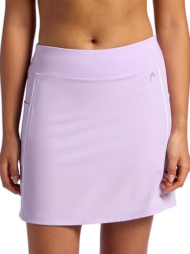 HEAD Women’s Golf Skort, Standard Fit, 17” Inseam, Mid-Rise, Stretch Lightweight Fabric, Moisture-Wicking, Built-in Compression Shorts with Pockets, Lavendula, Large