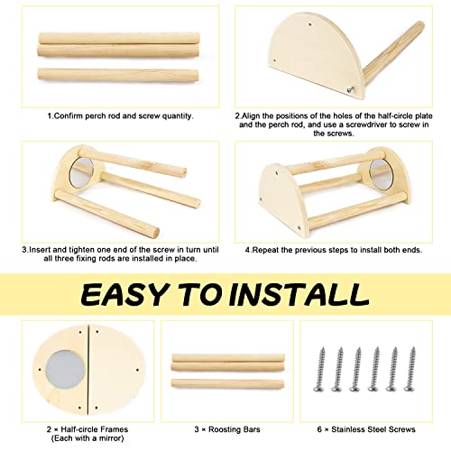 Chickencoop Chicken Perch With Mirror, Jungle Gym Roosting Bar For Birds And Baby Chicks,Toys For Coop And Brooder,Strong Wooden Stand Chicken,Easy To Assemble Training Perch #TOP4