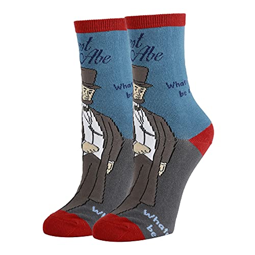 ooohyeah Women's Novelty Funny Abraham Lincoln Crew Socks, Fun Crazy Dress Socks Gifts, Honest Abe