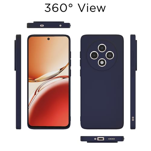 Image of Outlouders Back Cover for Oppo Reno 12F 5G | Camera Protection | Durable Soft Matte Silicone Bumper Case (Blue)