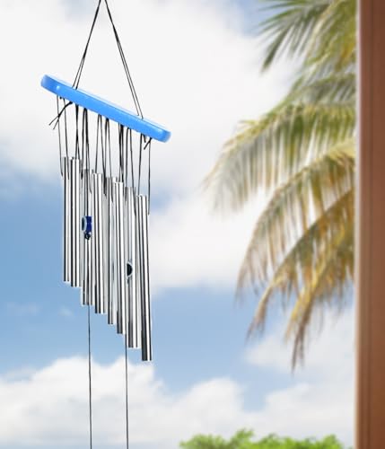 Image of ZAICUS Metal Evil Eye Wind Chimes - Wind Chime for Home and Balcony - Feng Shui Hanging Decor for Positive Energy, Protection & Outdoor Decoration (8 Pipes)