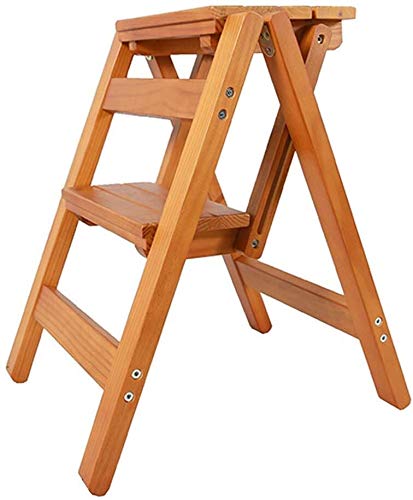 Tabouret escabeau pliable en bois à 2 marches pour cuisine et maison