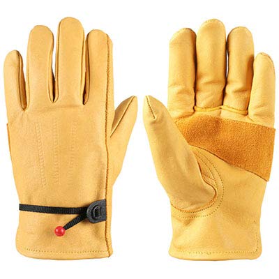 Luvas de couro femininas masculinas personalizadas EPGM com pulso ajustável, M