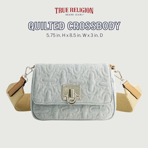 Image of True Religion Women's Crossbody Bag, Quilted Denim Purse Handbag with Adjustable Removable Shoulder Strap