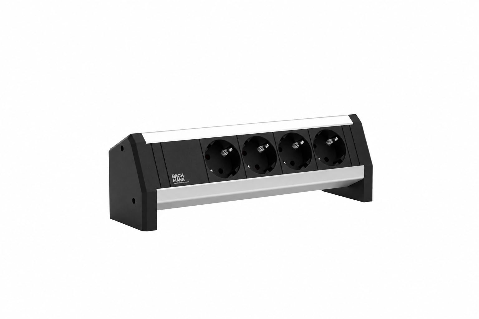 Bachmann Tischsteckdose Desk 4-Fach 3m Kabel Mehrfachsteckdose für Büro, Besprechungsraum und Wohnraum Aluminium 339.1000 (flexibel einsetzbar und mit Befestigung oder frei aufstellbar)