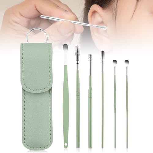 Image of Runsgo Ear Cleaner,The Most Professional Ear Cleaning Master in 2024,Ear Cleaning Kit,Ear Cleaner Earwax Removal Tools with Pu Leather Case (Green)
