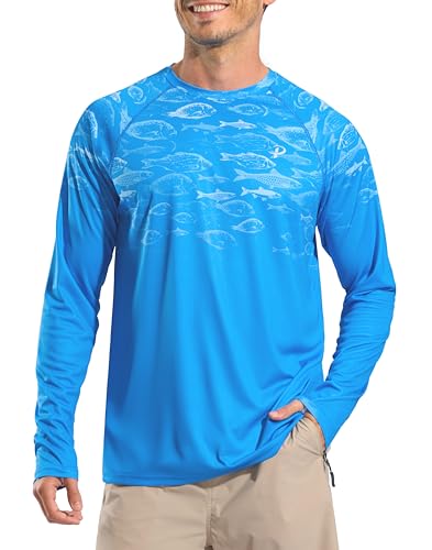 Image of Pudolla Men's Sun Protection Shirts UV SPF UPF 50+ Rash Guard Long Sleeve Lightweight Quick Dry Brethable Swimming Fishing