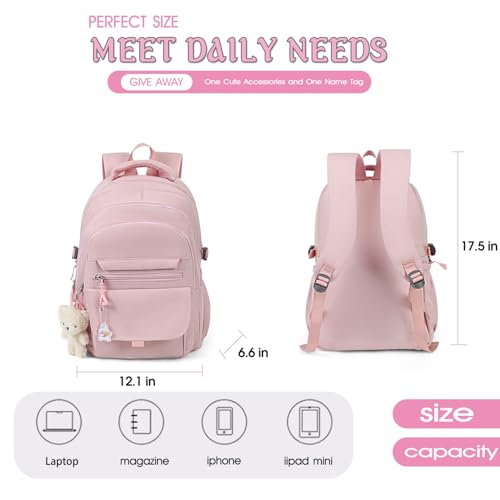 PRLINJSK Mochila para meninas para estudantes do ensino médio, linda bolsa de livros estética para a