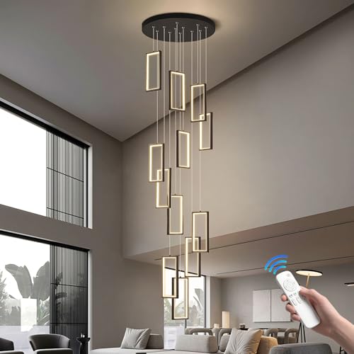 Plafonnier LED moderne noir réglable avec télécommande 135W