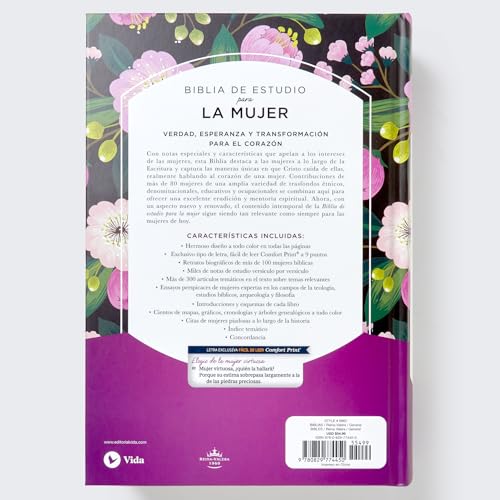 Image of RVR60 Biblia de estudio para la mujer, Tapa dura, Interior a color, Comfort Print: Verdad, esperanza y transformacion para el corazon (Spanish Edition)