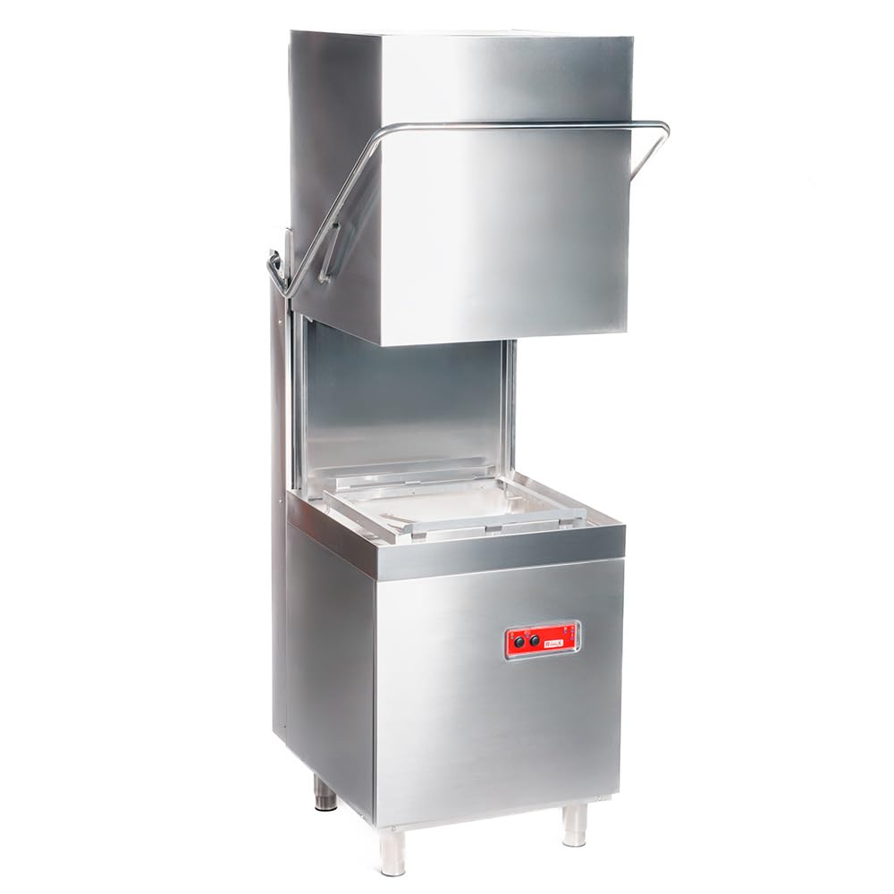 Lavastoviglie Professionale a Capotta 50x50 cm con Pompa Brillantante, Detergente e Scarico | Lavastoviglie a Cappotta per Ristorazione | Lavastoviglie Industriale con Lavaggio Rapido per Bar