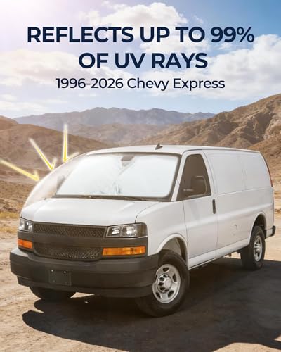 Image of for Chevy Express 1996-2026 Cargo Van Windshield & Side Window Sun Shade Accessories, Privacy Window Covers for UV Blocker & Heat Protector, 3Pcs Window Shades for Napping Camping