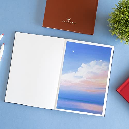 Image of MENORAH Paper A5 - Sketch Book For Artist - 115 Gsm (160 Pages / 80 Sheets) - Artist Drawing Book - (21.0Cm X 14.8Cm) - Hard Case Bound - Completely Handmade-Portrait- Black, Watercolor