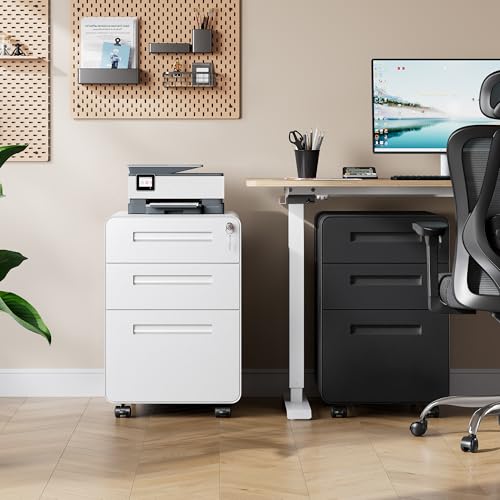 Image of DEVAISE 3 Drawer File Cabinet with Lock, Fully Assembled Filing Cabinet