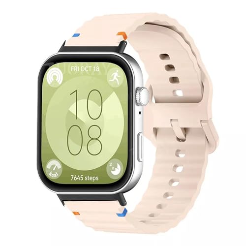 CZhkg Silicona Costura Ondulada Pulseras para Huawei Watch Fit 4 Pro Strap, Deportiva Correa Transpirable Correa de Reloj Bands Ajustable Wristband Brazalete para Huawei Watch Fit 4/Fit 3 (rosa)