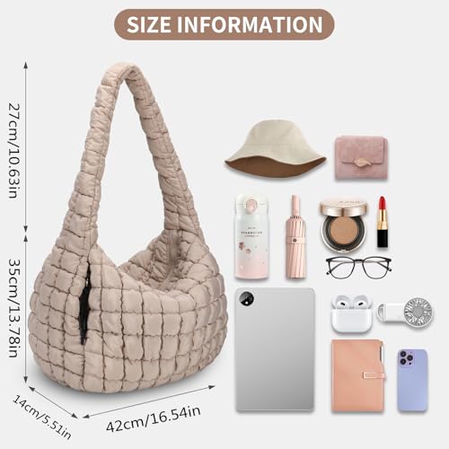 Puffer Tote Bag for Women - Large Quilted Crossbody Handbag - Lightweight Shoulder Hobo Bag - Soft Puffy Carryall2