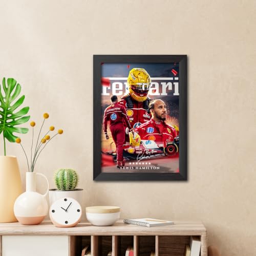 Image of TenorArts Lewis Hamilton Poster F1 Driver Posters Formula One Photo Frame Painting with Matt Finish Black Texture (12 inches x 9inches)