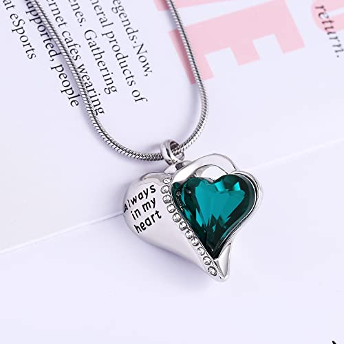Urn Necklace for Ashes for Women, Cremation Jewelry for Ashes Cubic Zirconia Heart Locket Urn Pendant Necklace with Funnel Filler, Always in My Heart4