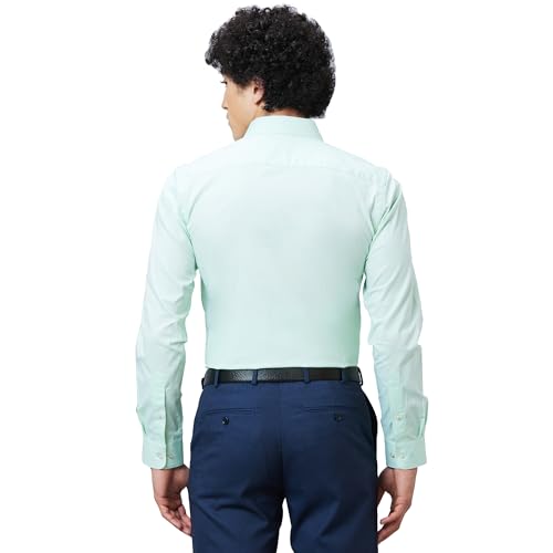 Image of Raymond Men Slim Fit Structure Pattern Pure Cotton Semi Cutaway Collar Full Sleeve Formal Shirt