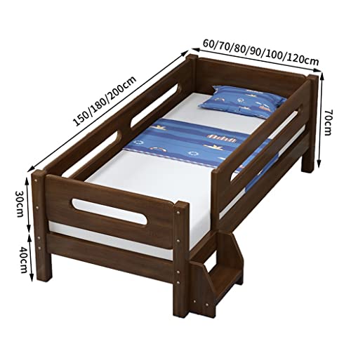 Solid Wood Bed Frame, With Mattress, Bedroom Widening Furniture Bed, Wood Slat Support Splicing Widening Bed For Adults, Kids, Toddlers, Teenagers (Color : Style 1, Size : 180X80X40Cm) #TOP4