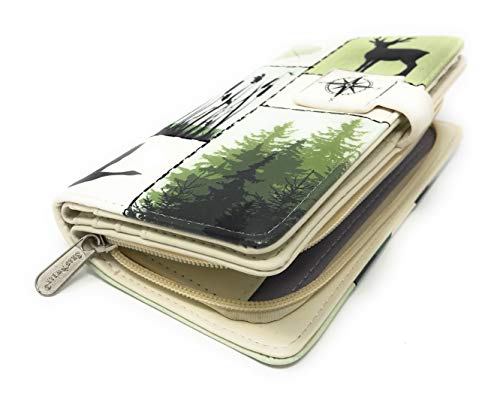 Shag Wear Wild Life Moose Polar Bear Wolf Canadian Geese Large Wallet for Women and Teen Girls Vegan Faux Leather 7" Beige3