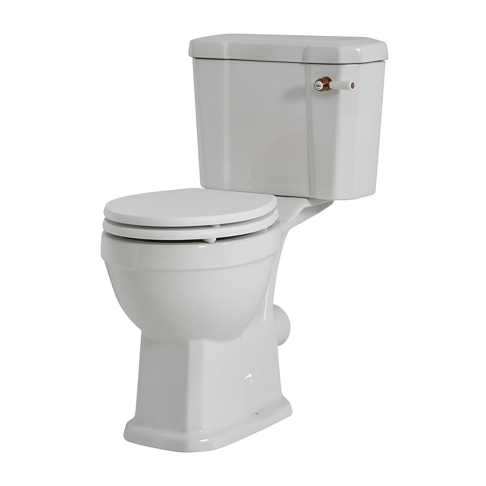 Milano Brushed Copper Handle / White Seat Richmond Comfort Height Close Coupled Toilet Wc - Copper Handle