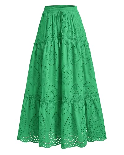 Image of BTFBM Eyelet Long Skirts for Women Beach Vacation