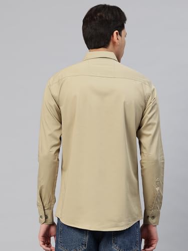 Image of Majestic Man Men's Washed Cotton Twill Casual Shirt -| with Dual Flap Pockets - Slim Fit | Full Sleeve | Casual Wear | Trendy & Comfortable
