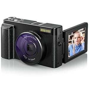 Digitalkamera Videokamera Autofokus 2.7K 48MP Kompaktkamera mit 3 Zoll 180° IPS Flip Bildschirm für Einfach Selfies Machen und Verwenden Fotokamera für Jugendliche Anfänger