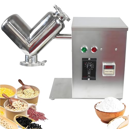 Nuxyyds Mezcladora De Polvo Y Alimentación Tipo V, 2 L, para Partículas Y Gránulos De Acero Inoxidable. Licuadora De Velocidad Ajustable para Piensos, Fertilizantes, Combustibles Y Polvos Medicinales
