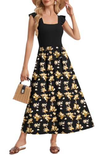 Robe longue d'été femme au tombé fluide impeccable et finitions volants élégantes