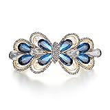 EVER FAITH Strass Schmetterling Haarspange für Damen wunderschöne Marquise-Form Haar Französisch Clip Blau Blau mit Grau