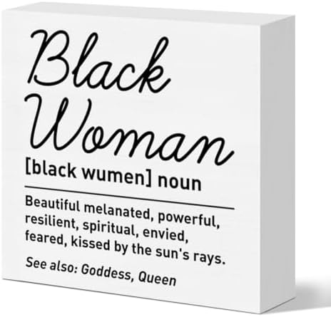 Black Women Art Desk Decor Wooden Sign African American Women Dec...