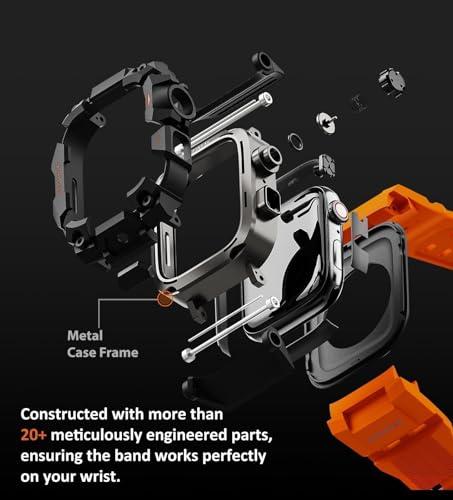 Image of ULTIMAL Rugged Case with Band for Apple Watch 44mm,Compatible with Apple Watch Series SE 3 /SE 2 /SE Generation /6 /5 /4, Military Grade Shockproof Bumper Cover for iWatch Tactical Band Men (Orange, 44mm)