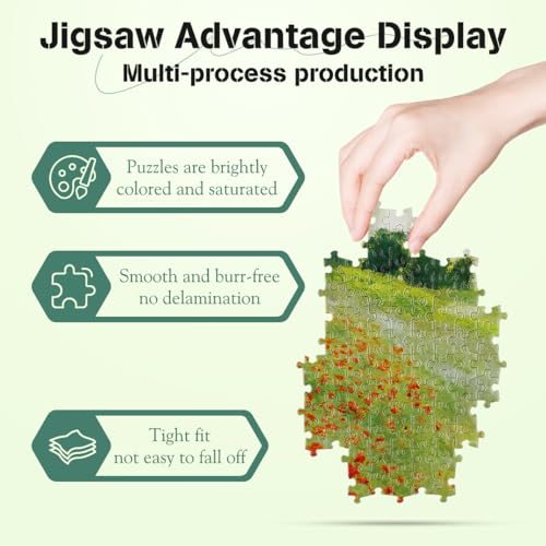 MISITU Mini Jigsaw Puzzle 1000 Pieces for Adults Painting " Poppies" by Claude Monet, Micro Puzzles for Children over 14 Years - Image 4