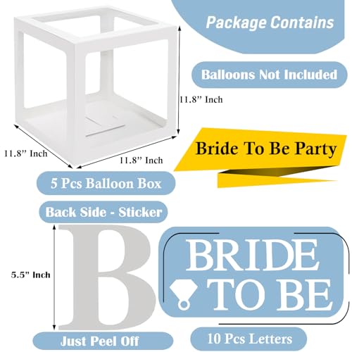 Image of Rozi Decoration Bride To Be Balloon Cardboard Boxes Set of 5 | 11.8 inch Cube Boxes with inchBride To Be inch Letters & Ring Cutouts | Bachelorette Party & Bridal Shower Decorations