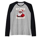 funny big nick energy christmas santa african american maglia con maniche raglan