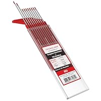 YESWELDER WIG Wolfram elektrode 2% thoriert WIG Schweißelektroden 2.4mm x 175mm (Rot, WT20/EWTh-2) - universelle WIG Nadeln für Stahl, Edelstahl, Alu, 10 Stück