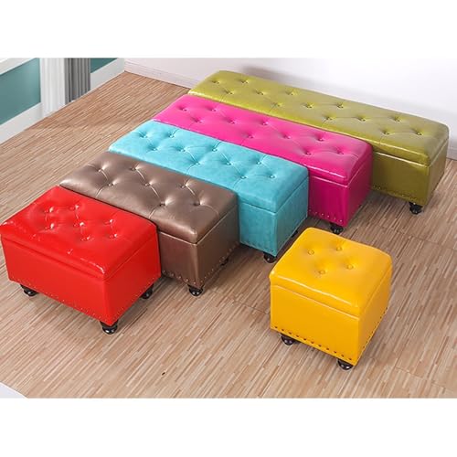 Banco zapatero de cuero rectangular con almacenamiento 2 en 1 y asiento 7