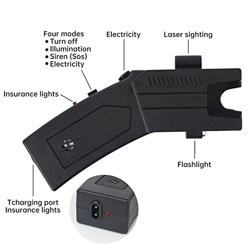 Abiyx Heavy Duty Stun Gun - Safety Remote Electric Shock Stun Gun For Women Self Defense Painful Tools Remote Distance Electric Shock Selfdefense Outdoor Rechargeable Black #TOP2