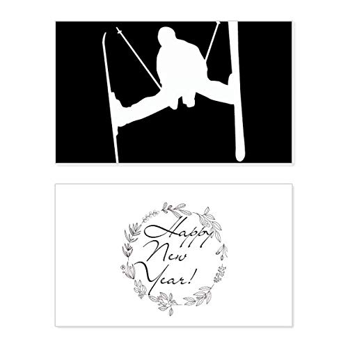 Carte de sport d'hiver design ski noir, l'écrin de vos vœux précieux