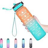 900 ml Wasserflasche, BPA-frei, langlebig, auslaufsicher, motivierend und Zeitmarkierung...