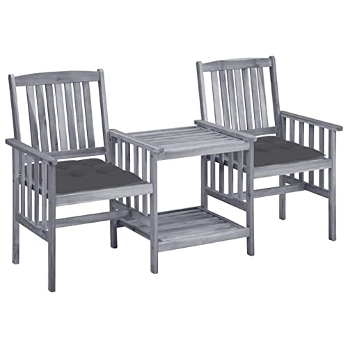 Chaises de table de jardin robustes avec coussins déperlants et support table à thé - 2