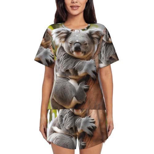 Pyjama court pour femme ensemble décontracté imprimé koala mignon