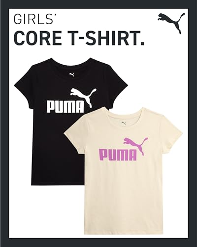 Image of PUMA Girls T Shirts - 2 Pack Short Sleeve Logo Graphic Tees - Casual Everyday Athletic Shirts for Girls (Sizes: S-XL)
